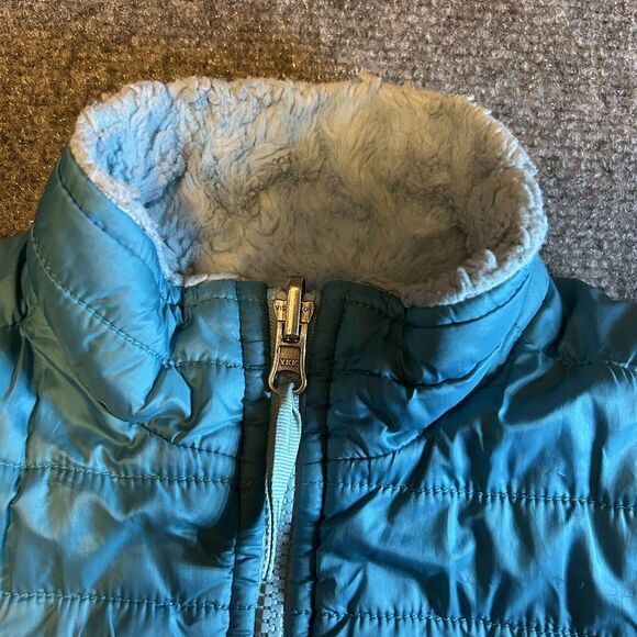 The NORTH FACE Reversible Mossbud Blue Girls Fleece Jacket - Picture 3 of 11